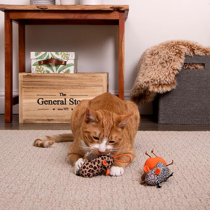 Instincts by SmartyKat 3-Pack HappyNip Safari Sneakers Plush Interactive Cat Toys, Contains Catnip & Silvervine - Multicolor, 3-Pack