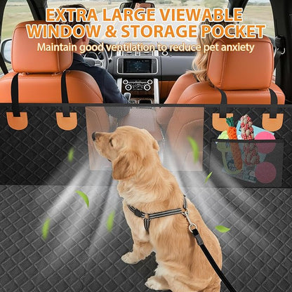 dessports Dog Car Seat Cover - Hard Bottom Back Seat Extender for Dogs Supports 400lbs - Waterproof Pet Seat Cover for Back Seat - Dog Hammock for Car SUV Truck