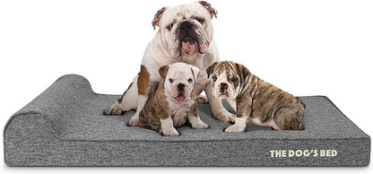 The Dog’s Bed Orthopedic Headrest Dog Bed XL Grey Linen, Memory Foam, Pain Relief for Arthritis, Hip & Elbow Dysplasia, Post Surgery, Lameness, Waterproof Washable Cover, Veterinary Approved