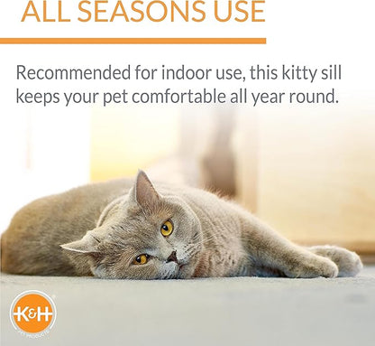 K&H Pet Products Bolster Kitty Sill Cat Window Perch Bed for Large Cats, Orthopedic Window Hammock Holds 40 lbs, Washable Cover, Indoor Windowsill Furniture Bed Seat - Tan/Leopard Unheated 14 X 24in