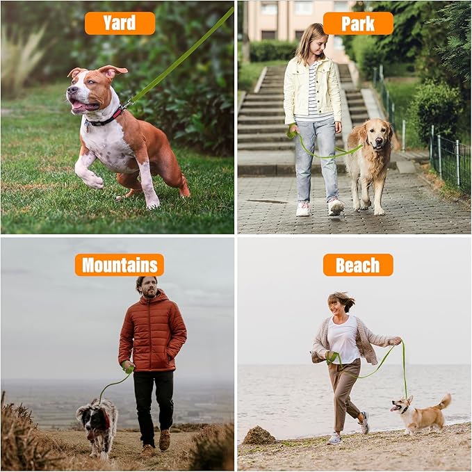 Dog Training Leash - Long Line for Recall & Obedience, Nylon Training Lead with Padded Handle, 15 ft / 20 ft / 30 ft / 50 ft / 100 ft - Long Leash for Dogs Outside, Small/Medium/Large