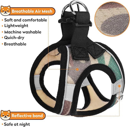 Dog Harness with Leash Set, No-Pull Step-in Reflective Pet Harness with 1 Leash Clips, Adjustable Soft Padded Easy Walk Dog Vest for Small Medium Large Dogs, Cats(Camouflage, XLarge)