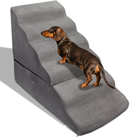 Dog Stairs&Steps for 30 Inches High Bed Up to 30-36 Inch Tall, Pet Cat Ramp Ladder for Small Dogs, Doggie, Old Cats, Kitty, Small Animals Grey No Assembly Required