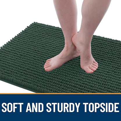 OLANLY Dog Door Mat for Muddy Paws 30x20, Ultra Absorbent Chenille Mud Doormat, Non-Slip Washable and Dirt Trapping Doormat for Indoor Entryway, Quick-Dry Indoor Pet Bed Mats for Dogs, Blackish Green