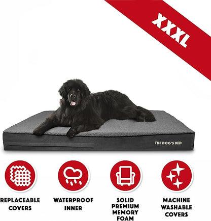 The Dog’s Bed Orthopedic Jumbo Memory Foam Dog Bed, XXXL Grey Plush, Pain Relief for Arthritis, Hip & Elbow Dysplasia, Post Surgery, Lameness Supportive, Waterproof Washable Cover, Veterinary Approved