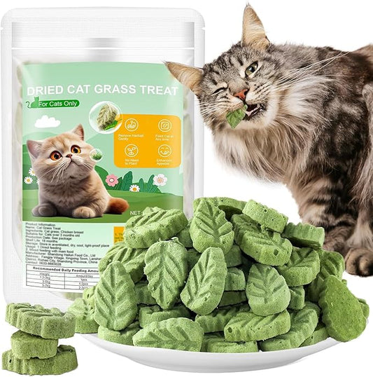 Psitofre Cat Grass Teething Sticks, 3.5oz Freezed Drying Cat Grass Treats, Cats Snacks for Hairball Removal and Dental Care