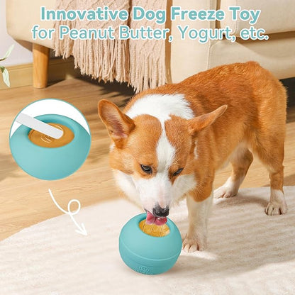 Long-Lasting Interactive Dog Lick Toy, Stuffable Dog Enrichment to Keep Dogs Busy, Wobbly Treat Dispensing Freezable Chew Toys, Food-Grade Safe (Teal Blue,L)
