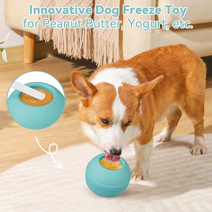 Long-Lasting Interactive Dog Lick Toy, Stuffable Dog Enrichment to Keep Dogs Busy, Wobbly Treat Dispensing Freezable Chew Toys, Food-Grade Safe (Teal Blue,M)