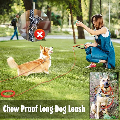 Heavy Duty 50ft Tie Out Cable for Medium Large Dogs, Chew Proof Dog Leash with Padded Handle for Training Walking
