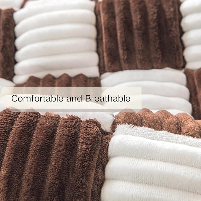 Couch Covers for Dogs and Cats, Fuzzy Dog Sofa bed with Cream Square Plaid, Plush Pet Couch Cover Bed, Thickened Quilted Furniture Protector Mat for Large Medium Pets (Dark Brown 35.43"*35.43")