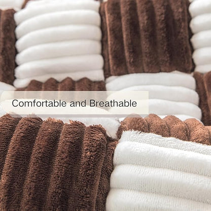 Couch Covers for Dogs and Cats, Fuzzy Dog Sofa bed with Cream Square Plaid, Plush Pet Couch Cover Bed, Thickened Quilted Furniture Protector Mat for Large Medium Pets (Dark Brown 35.43"*35.43")