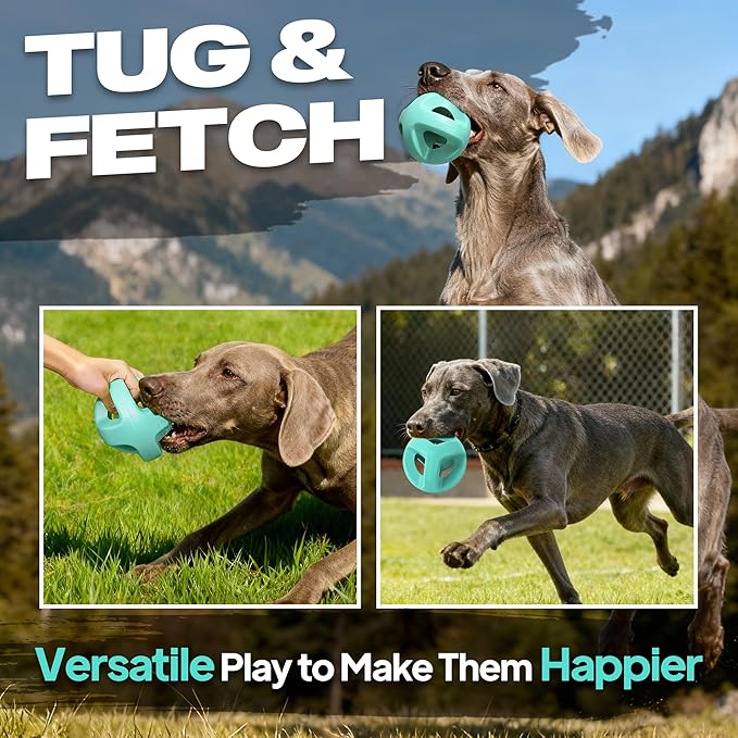Fida Natural Rubber Dog Balls for Aggressive Chewers, Durable Dog Chew Toys for Large Dogs, Interactive Fetch & Tug of War Toys for Medium Large Breed Non-Toxic Dish Washable,4.5 * 4.5"