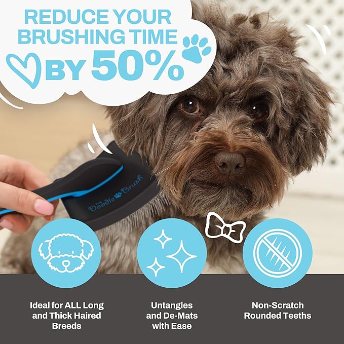 The Doodle Brush, Slicker Brush for Dogs Detangler, Poodle Pin Dematting Dog Hair Brushes, Extra Long Pin Slicker for Goldendoodle, Cockapoo, Cavapoo, Tangle-Free Grooming Shiny Coat Pet Brushes