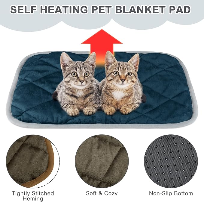 Clysee 8 Pack Self Heating Cat Mat Self Warming Cat Bed Extra Warm Thermal Pet Bed Mat Reflects Body Heat Washable Dog Crate Pad for Indoor Outdoor Pets(Mixing Color,16 x 20 Inch)