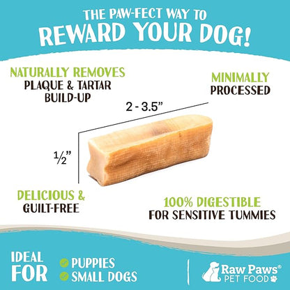 Raw Paws Himalayan Yak Chews for Dogs - Small (12-Count) - Packed in USA - Tibetan Yak Cheese Dog Chews for Small Breeds - Hard Milk Dog Chew Bones - Single Ingredient - Long Lasting