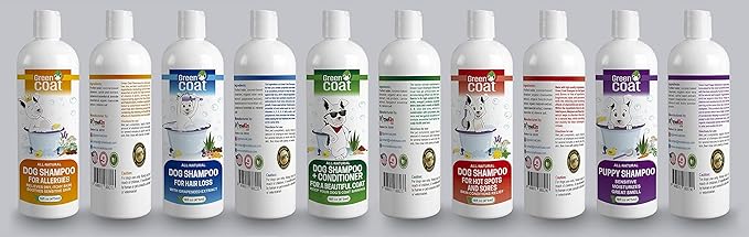 Green Coat All-Natural Dog Shampoo for Sensitive Skin | Natural and Organic Ingredients | Skin Cleansing Properties, Relieves Dry Itchy Skin | 16fl oz 473 ml.