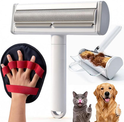 Pet Hair Removal Set, Pet Hair Removal Glove for Dogs & Cats, Roller Pet Hair Remover, 2 in 1 Pet Hair Removal Tool for Clothing, Couch, Furniture&Laundry, Pet Fur Remover