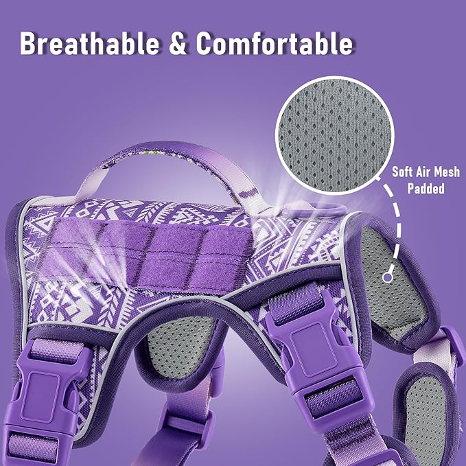 Tactical Dog Harness X-Large No Pull Easy Walker, Escape Proof Harness Vest with Handle, Reflective Vest with 2 Leash Clips and 3 Buckles, Newfoundland Alaska German Shepherd Mastiffs, XL