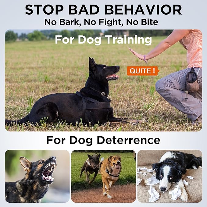 Clasy Dog Bark Deterrent Device, Anti-Bark Device for Dog Training & Behavior Aid, No Need to Yell or Pat, Simply Point at The Dog Within 35ft, Ultra-Bright LED Flashlight | Bark Collar Alternative