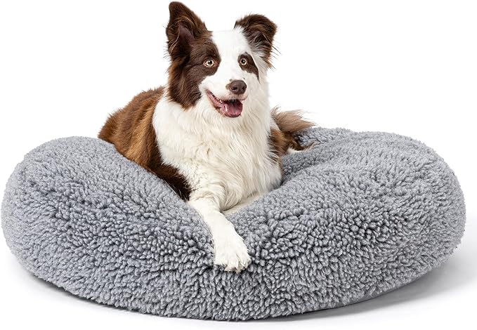 Stoutwool Indestructible Dog Bed - Round Chew Proof Dog Pad - Fluffy Pillow Bed for Aggressive Chewers - Durable - Washable - Ideal for Large Breeds - 36", Charcoal