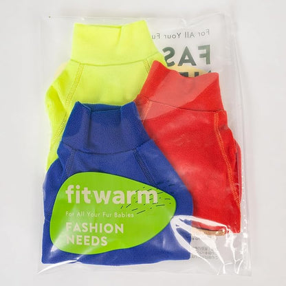Fitwarm 3 Pack Classic Fleece Dog Sweater, Winter Clothes for Small Dogs Boy Girl, Turtleneck Dog Sweatshirt, Pet Apparel, Orange Red, Royal Blue, Neon Yellow, XL