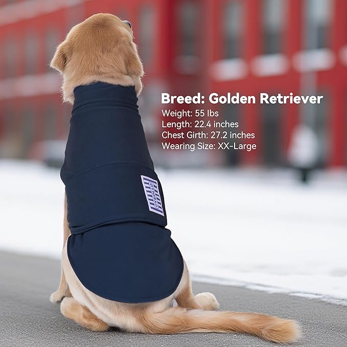 cyeollo XL Dog Sweater, Fleece Dog Sweaters Soft Stretchy Doggie Vest Turtleneck Doggy Sweatshirt Warm Fall & Winter Clothes for Medium to Large Dogs Girl, Navy XL
