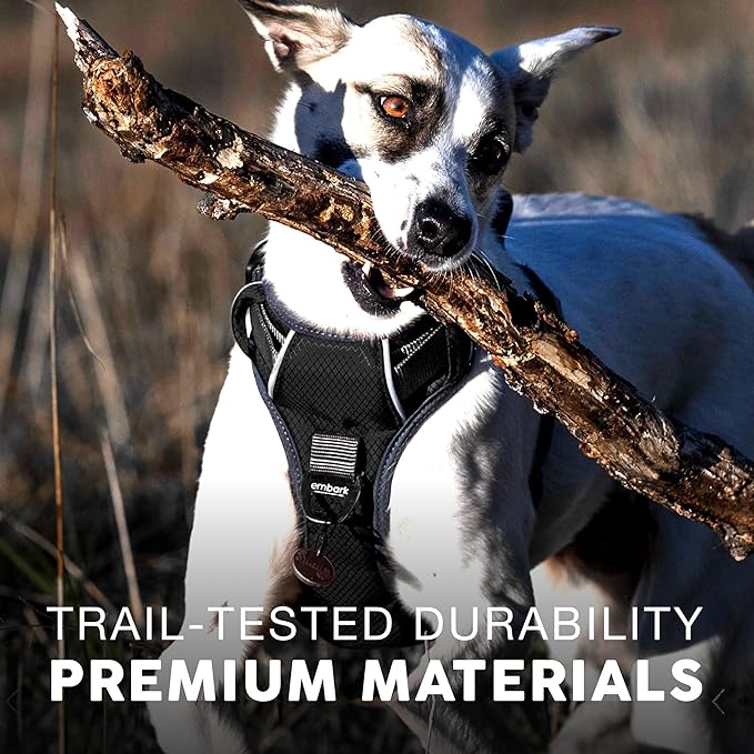 Embark Adventure Dog Harness, Reflective Trim XL Harness for Extra Large Dogs No Pull - Military Grade Nylon, 2 Leash Clips & Gel Lined Handle. Soft & Padded Puppy Dog for Any Breed