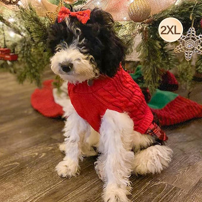 KYEESE Dog Sweater Warm Dog Sweater Pullover Dogs Sweaters for Medium Dogs Girl Stretchy Dogs Clothes Soft Turtleneck Pet Sweater Dress Comfy Pet Coats with Bowtie, Red, XX-Large