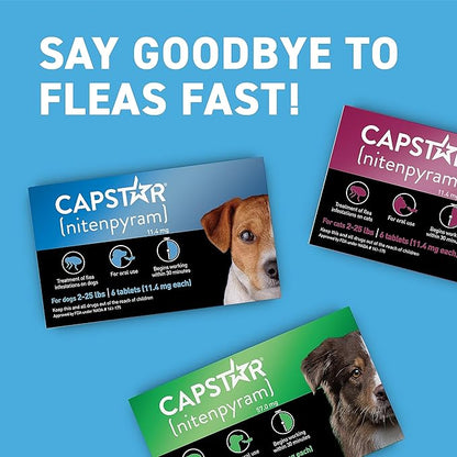 Capstar(nitenpyram) for Dogs Fast-Acting Oral Flea Treatment for Dogs 2-25 lbs, Vet-Recommended Medication Tablets Start Killing in 30 Minutes, 60 Doses