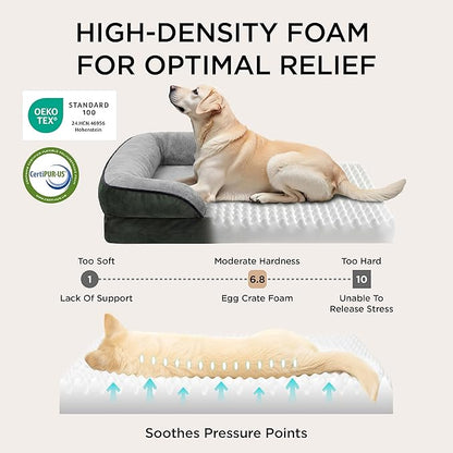 Bedsure XXL Orthopedic Dog Bed for Extra Large Dogs - Waterproof Giant Dog Cat Bed, Comfort Dogs Couch Sofa with Washable Removable Cover, Pet Bed with Nonskid Bottom, Boreal Canopy Green, 52"