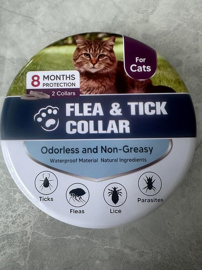 UDyoude Flea Collar for Cats, Cat Flea and Tick Collar, Cat Flea Collars, Kitten Tick Collars, Adjustable 8 Months Protection (Pack of 2)