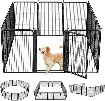 Dog Playpens with Low Threshold Gate, 40 Inch 12 Panels Heavy Duty Outdoor Dog Play Pen, RV Camping Yard Indoor Puppy Playpen Portable Pet Pen Fence for Large/Medium/Small Dogs