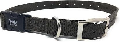 Sparky Pet Co - ECollar Replacement Strap - Double Buckle Dog Collar - Rugged Nylon - Adjustable - D Ring - Quick Release Metal Clasp - for Invisible Fence Systems - 3/4" x 24" - Brown