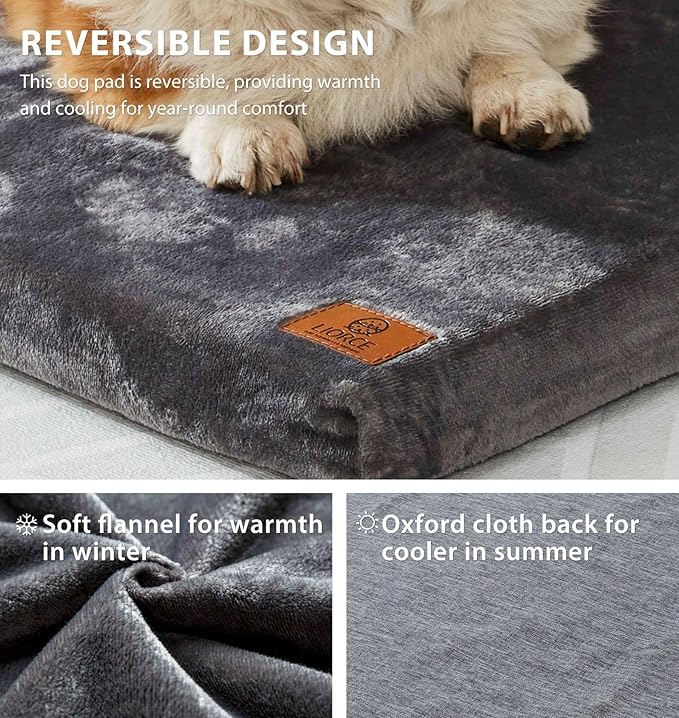 Memory Foam Dog Crate Pad, Medium, 30-inch, Grey - Orthopedic Pet Bed Mat with Waterproof Lining, Removable Washable Cover, for Dogs & Cats