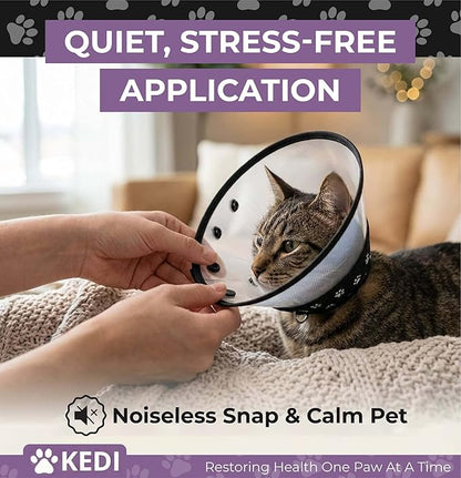 Cat Cone Collar for After Surgery to Stop Licking, Escape-Proof Recovery, Elizabethan E Collar for Cats, Comfortable Cone for Cats (Black, Medium)