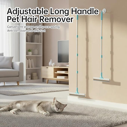Carpet Rake for Pet Hair Removal Tool, 2 in 1 TPU and Copper Rake Teeth Uproot Clean Hair Remover with 63’’ Adjustable Long Handle, Reusable Cat & Dog Fur Broom for Carpets,Rugs, Mats