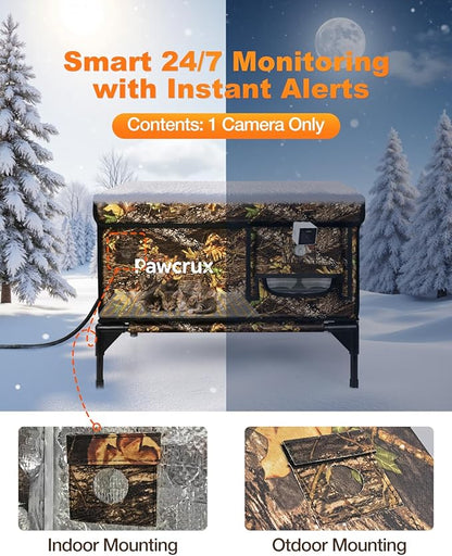 Weatherproof Heated Cat House for Outdoor in Winter, Heated Cat Bed Kitty Shelter with Cat Heating Pad, Insulated & Safe Escape Door, Warm House for Outside Stray Cat (Leaf Color, 17.6"x25.5"x17.9")