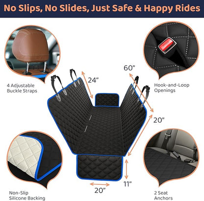 Petloox XL Dog Car Seat Cover for Back Seat, Waterproof Hammock for Car, SUV & Truck, Non-Slip Backseat Cover for Dogs, Heavy-Duty Dog Hammock Style Seat Protector Pets, Easy to Install & Clean
