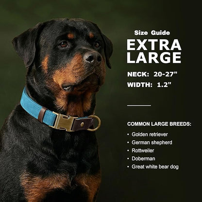 Didog Soft PU Leather Dog Collar for Large Dogs,Classic Adjustable Wide Dog Collars with Quick Release Metal Buckle,Easy Clean and Comfortable with Nylon Lining,Light Blue,XL Neck 20-27", Width 1.2"