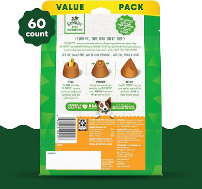 Greenies Pill Pockets for Dogs, Large Size Soft Dog Treats, Chicken Flavor 15.8 oz. Pouch