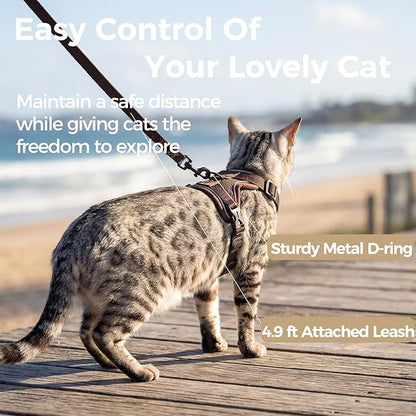pangdi Cat Harness and Leash Set Escape Proof Tactical Small Kitten Harness Emotional Support Cat Vest, Brown, S