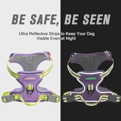 BARKBAY No Pull Dog Harness Front Clip Heavy Duty Reflective Easy Control Handle for Large Dog Walking(Violet Purple & Sunlight,S)
