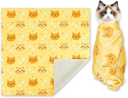 INKNOTE 27.5 Inch Cat Grooming wrap Velcro Fabric for Cats Cat wrap for Cutting Nails Pet Grooming Adhesive Restraint Cloth for Calming Anti-Runaway Scratch Bitten Multifunctional Supplies