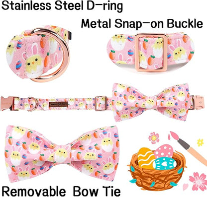 Unique style paws Easter Dog Collar with Bow Easter Eggs Chicken Collar with Flower for Small Medium Large Boys Girls Dogs
