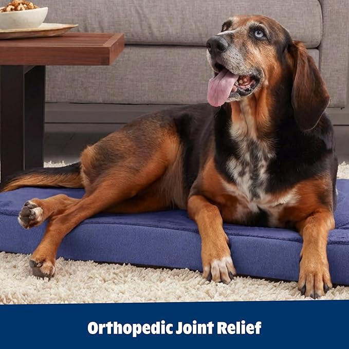 Barkbox Orthopedic Dog Bed | Comfortable Memory Foam Mattress for Joint Relief | Head and Neck Support Waterproof with Non Skid Bottom | Calming Durable Bed with Washable Cover | XL, Navy