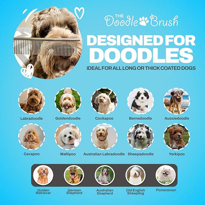 The Doodle Brush Dog Combs for Grooming Matting, Finishing Metal Comb For Dogs, Large Stainless Steel Doodle Dog Grooming Combs, Tackles Mat & Tangles for Poodles, Labradoodle, Cockapoo Pet Comb