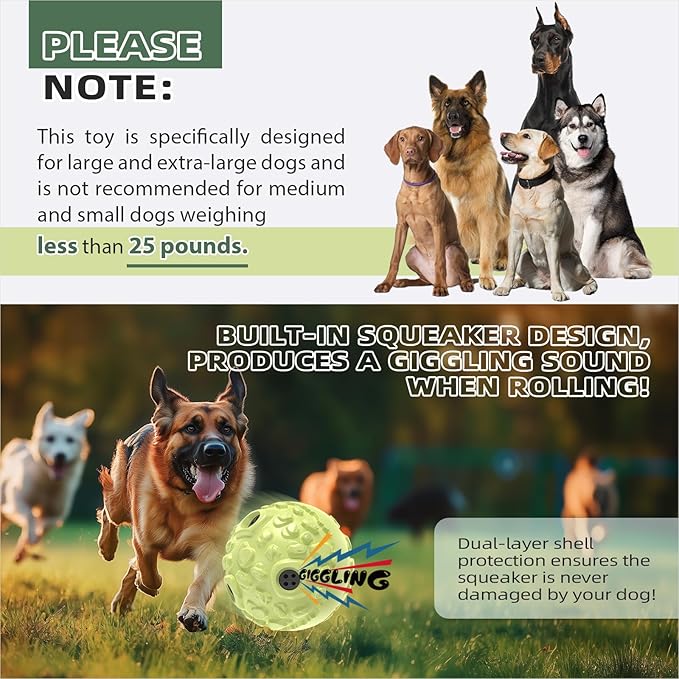 KADTC Extra-Large Size Durable Dog Giggle Ball U.S. Patent & Brand & Design for Large Aggressive Chewers Breed Dogs Wobble Giggling Toy Interactive Play for Indoor Outdoor
