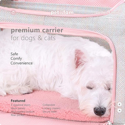 petisfam Soft Cute Travel Pet Carrier Bag for Medium Cats, Kitty and Puppy, Fantasy Pink, M