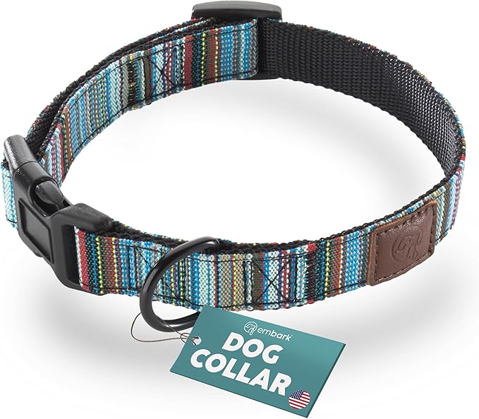 Embark Adventure Dog Collar – Stylish & Durable Nylon Collar for Medium Dogs, Comfortable & Adjustable Pet Collar for Medium Sized Dog with Strong Buckles
