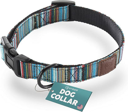 Embark Adventure Dog Collar – Stylish & Durable Nylon Collar for Medium Dogs, Comfortable & Adjustable Pet Collar for Medium Sized Dog with Strong Buckles